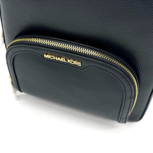 Michael Kors Medium Jaycee Backpack & Large Continental Wallet Black/Gold - Picture 9 of 14